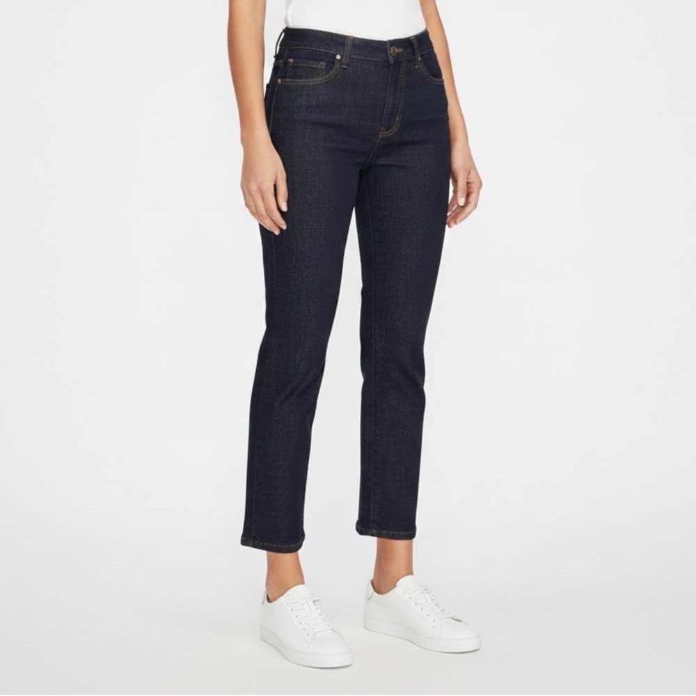 Eileen Fisher Dark Wash Straight Ankle Jeans - Medium/28-30", organic cotton!